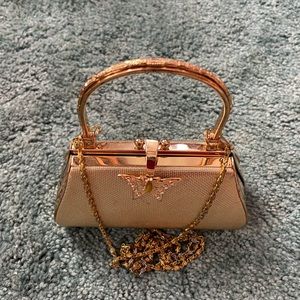 Vintage Gold Butterfly Crossbody Bucket Small Purse